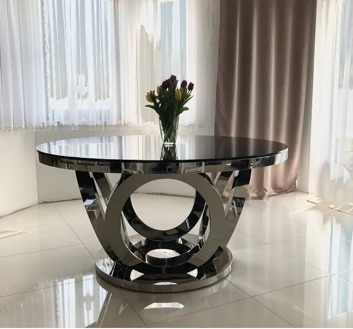 OKRÚHLY JEDÁLENSKÝ STÔL SABRIEL NEREZ + SKLO 150 cm