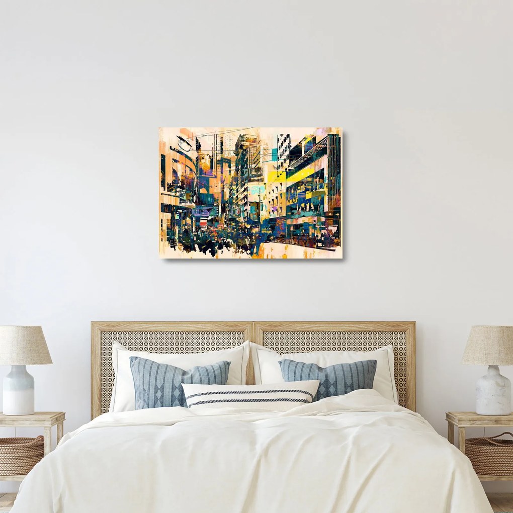 Sklenený obraz maľované abstrakcie (70x50 cm)