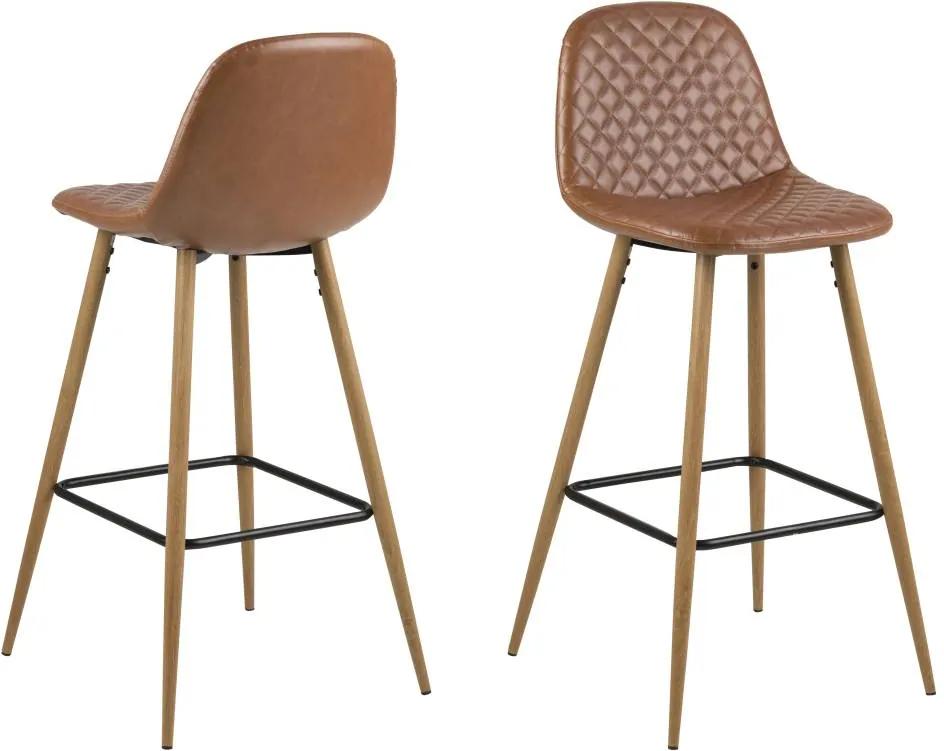 Dizajnová barová stolička Nayeli, brandy a prírodná