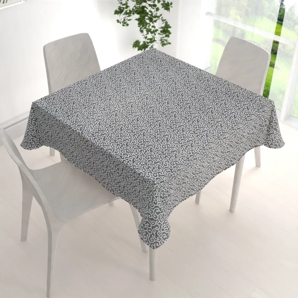 Biante Bavlnený štvorcový obrus Sandra SA-258 Ornamenty na tmavo sivom 80x80 cm