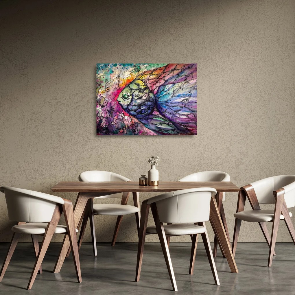 Sklenený obraz - Farebná rybička (70x50 cm)
