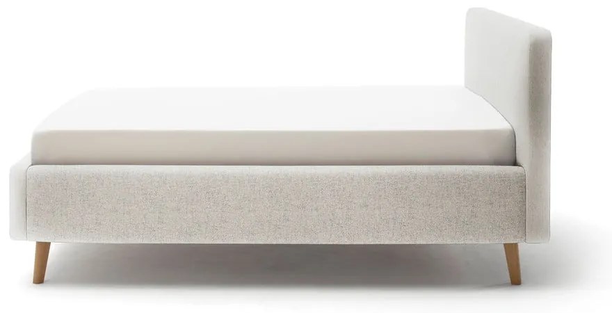 Béžová čalúnená dvojlôžková posteľ s úložným priestorom s roštom 140x200 cm Mattis – Meise Möbel