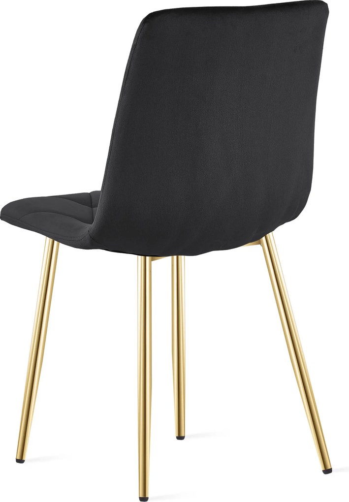 Čierna zamatová jedálenská stolička LIBRA so zlatými nohami