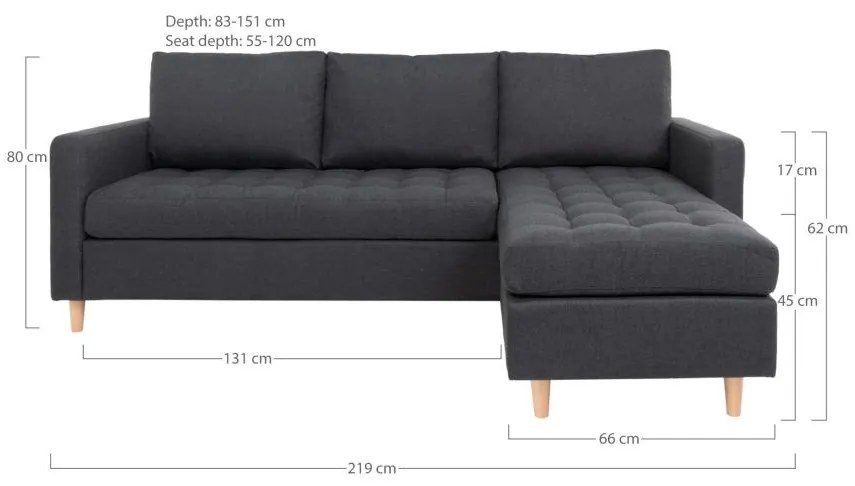 House Nordic - Dizajnová rohová pohovka FIRENZE 220 cm tmavošedá