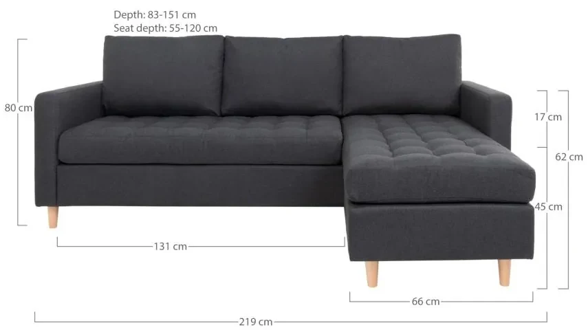 House Nordic - Dizajnová rohová pohovka FIRENZE 220 cm tmavošedá