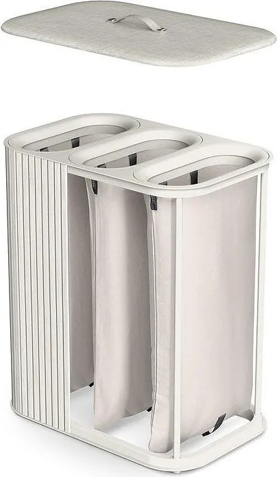 Béžový bambusový kôš na bielizeň 3x30 l Tota Trio Luxe – Joseph Joseph