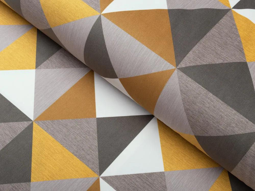 Biante Zamatový oválny obrus Tamara TMR-020 Žlto-sivé trojuholníky 100x160 cm