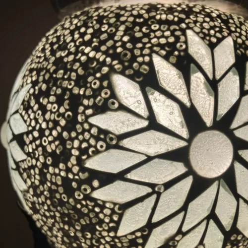 Marocká lampa  mozaika BLACK & WHITE Branches - burner 37*15