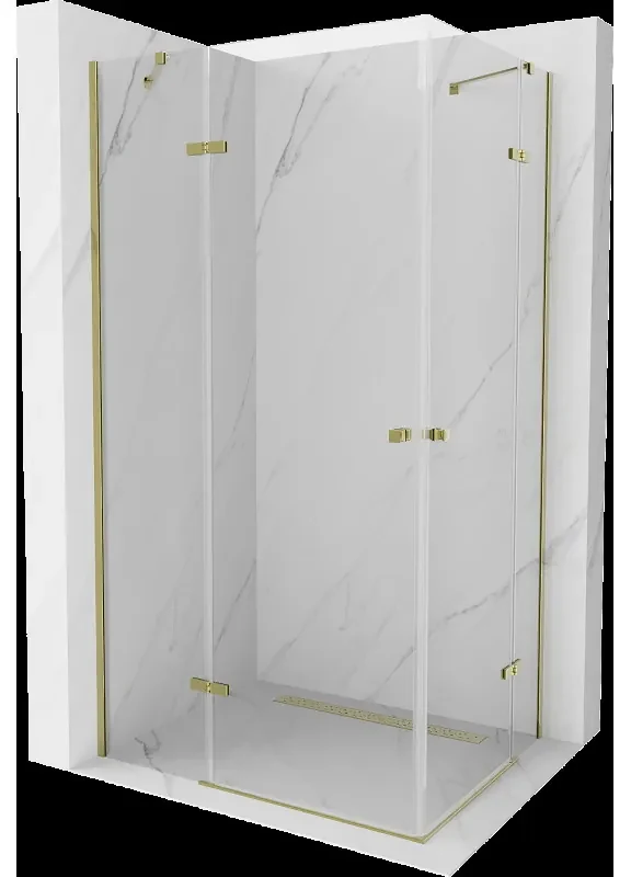 Mexen Roma Duo sprchová kabína, kyvné dvere 80 x 70 cm, transparentnéné, zlatá - 854-080-070-50-00-02