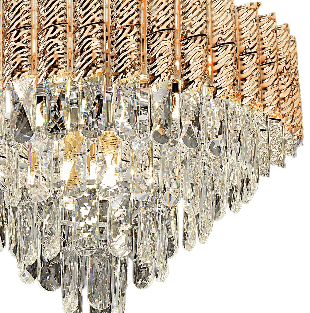 Toolight Toolight, krištáľové stropné svietidlo 50cm, 7xE14, G054-CP, zlatá, OSW-08948