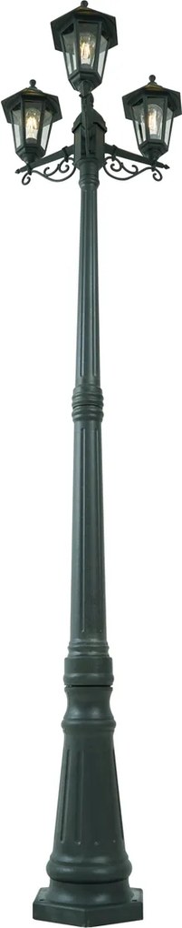 Klasická vonkajšia lampa tmavozelená 217cm 3-svetlá IP44 - New Haven