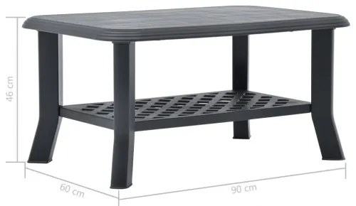 vidaXL Konferenčný stolík, antracitový 90x60x46 cm, plast-