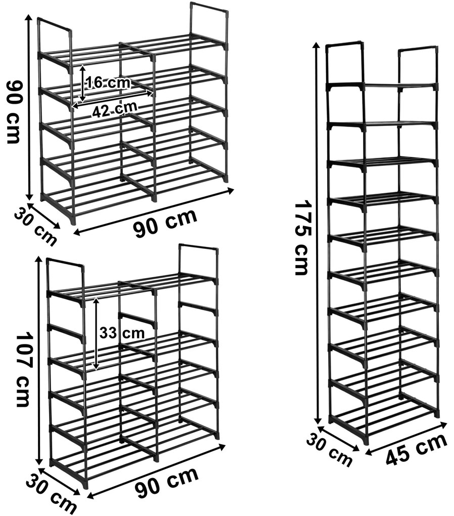 Modulárny botník Aron 90 cm čierny
