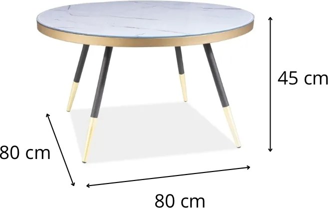 Konferenčný stolík Vegas 80 cm biely mramor/čierny