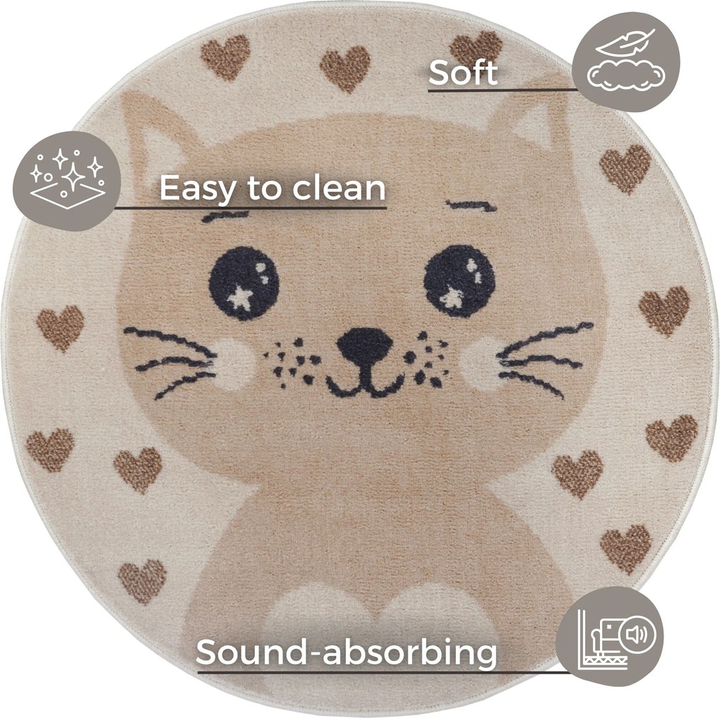 Hanse Home, Detský koberček Adventures 105963 Cream Beige kruh, 100x100 (priemer) kruh, béžová, detská izba