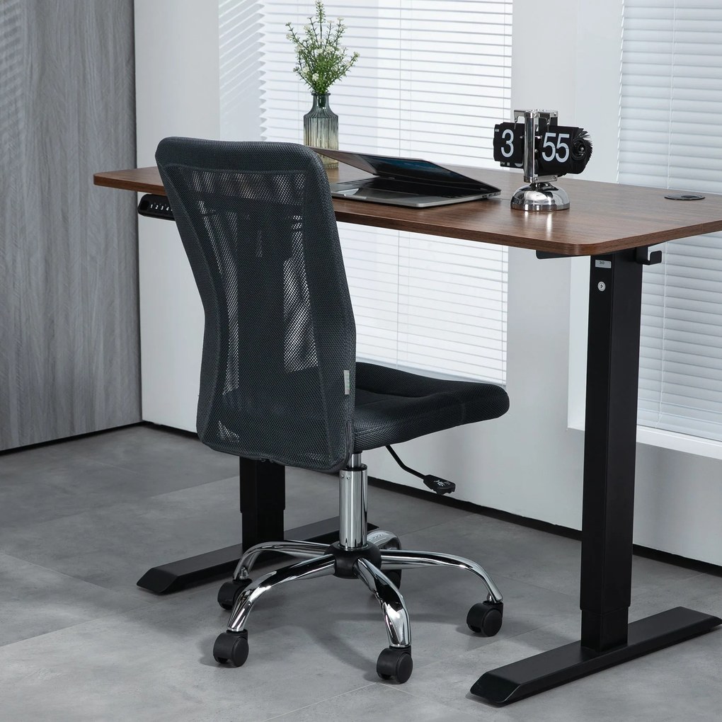 Vinsetto Ergonomická kancelárska stolička s nastaviteľnou výškou manažérska stolička s chrómovým podstavcom 360° otáčanie sieťovina tmavo šedá | Aosom