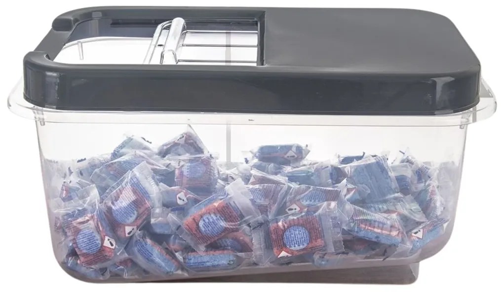 Dóza na potraviny, veľkokapacitný box SLOP, sivé posuvné veko – 7,5 l