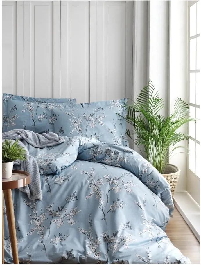 Obliečky s plachtou z ranforce bavlny na dvojlôžko Chicory Blue, 200 x 220 cm