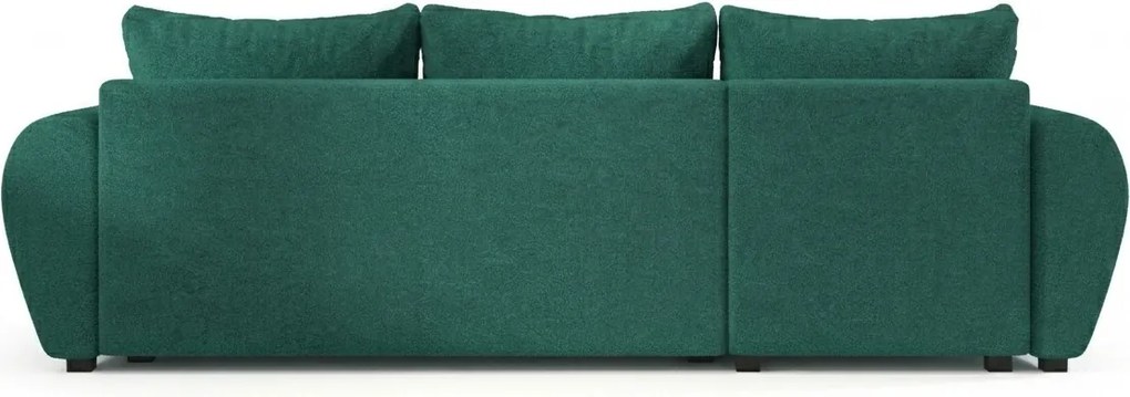 AKCIA Rozkladacia obojstranná sedacia súprava do L SEVIO 246x145 cm, fľaškovozelená + 2 vankúšiky ZDARMA II. akosť