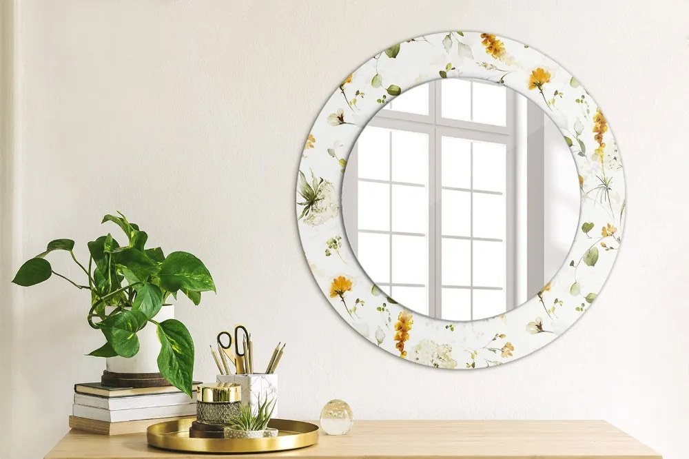 Okrúhle ozdobné zrkadlo Kvety fi 50 cm