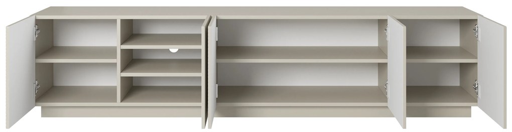 TV skrinka Asha 200 cm päťdverová s ryhovanými dvierkami - kašmír