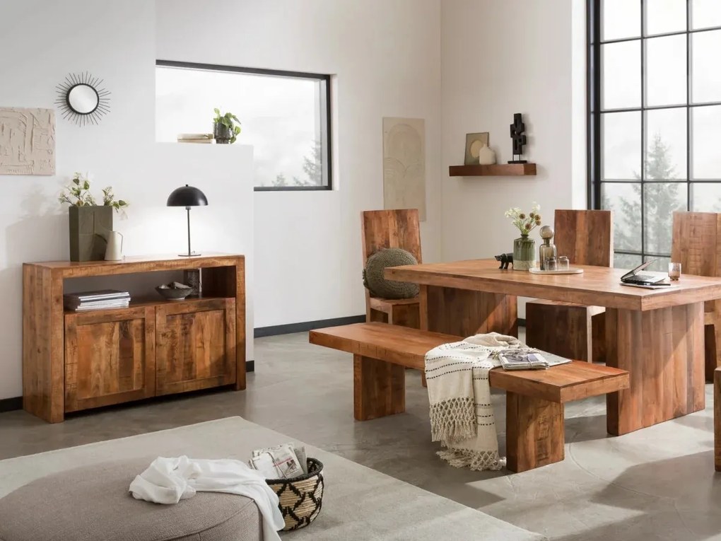 furniture-nabytek.cz - Masivní komoda Country z mangového dřeva, lakovaná, hnědá – 117×45×85 cm