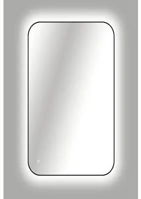 Zrkadlo do kúpeľne s osvetlením Tender LED s čiernym rámom 80x120 cm s vypínačom a podložkou proti zahmlievaniu