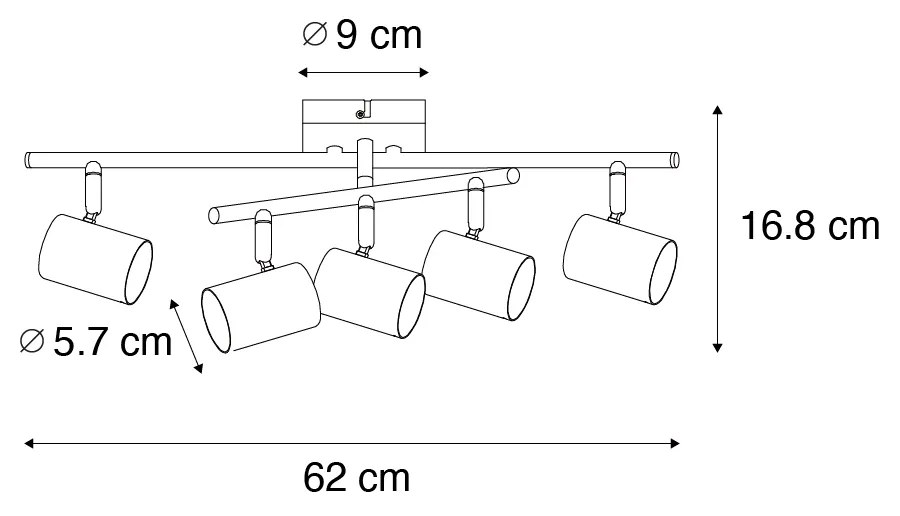 Moderné stropné svietidlo bronzové 5-žiarovkové nastaviteľné obdĺžnikové - Jeana