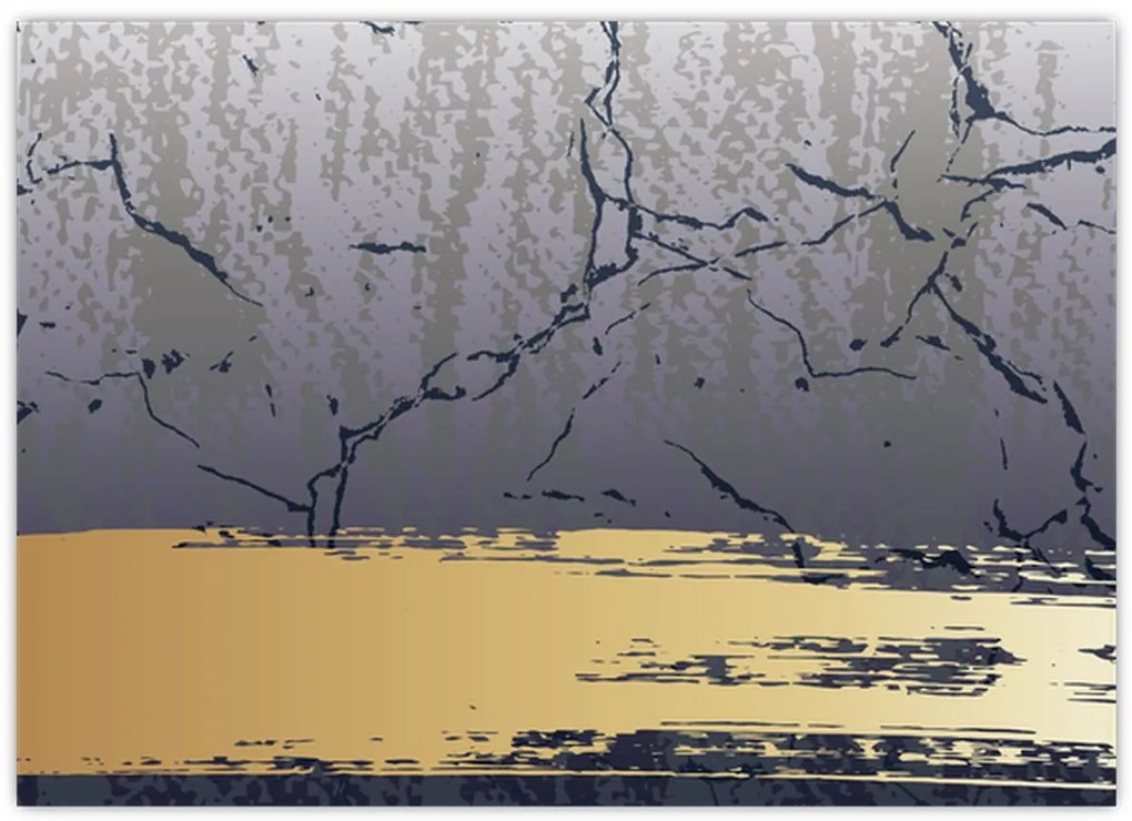 Obraz - Modrá a zlatá abstrakcia N⁰1 (70x50 cm)