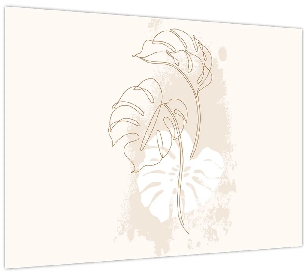 Sklenený obraz - Line art monstera N⁰1 (70x50 cm)