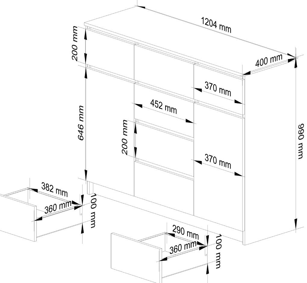 Komoda Kraft 2D 6SZ (biela). Akcia -19%. Vlastná spoľahlivá doprava až k Vám domov. 1117176