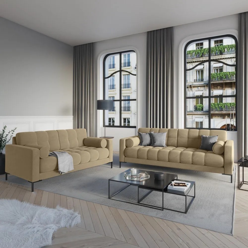 Béžová zamatová pohovka Cosmopolitan Design Bali