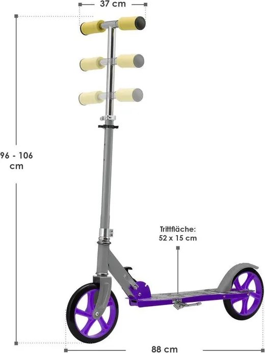 Detský kolobežka s veľkými kolesami a popruhom, sivá
