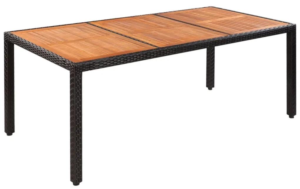 vidaXL Záhradný stôl 90x90x75 cm, polyratan a akáciový masív