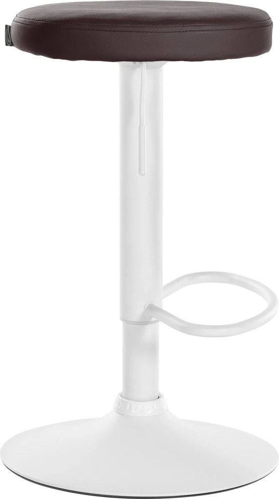 Barová stolička Ponte - koženka, biely rám - Hnedá