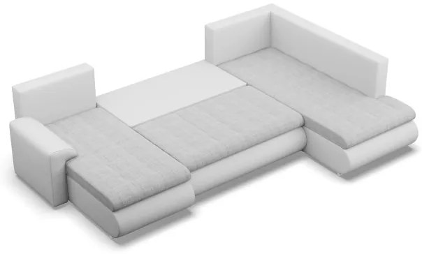 Sedacia súprava FORESTA v tvare U, pravá sivá / biela