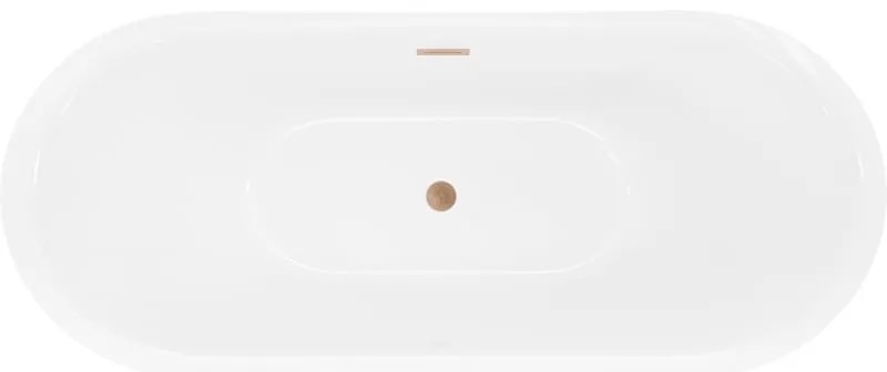 Mexen Lotos, voľne stojaca vaňa 140 x 75 cm, biela, medený matný prepad, 52051407700-65