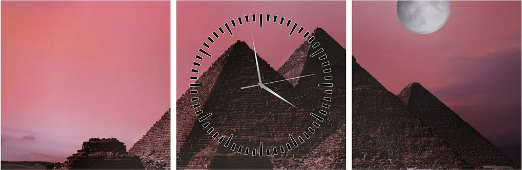 Obraz - Pyramídy Giza, Egypt (s hodinami) (90x30 cm)