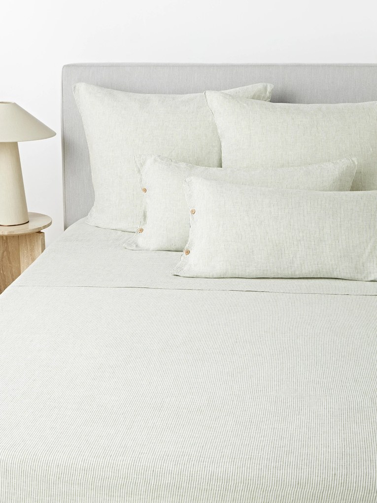 Posteľná plachta z vypratého ľanu's jemnými pruhmi Rinna