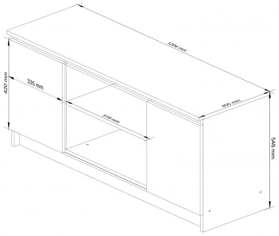 Stolík pod TV RTV 120 2D 1P biely / sivý