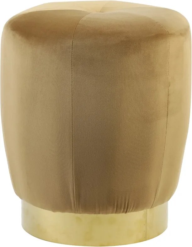 Karamelový zamatový puf/ sedák Scarlett so zlatým pruhom – Ø 41*47cm