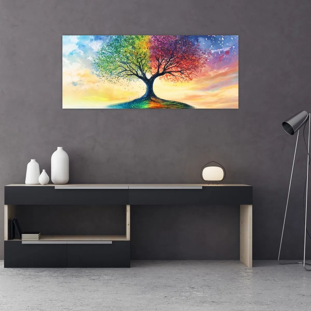 Obraz – Maľovaný strom ročných období (120x50 cm)