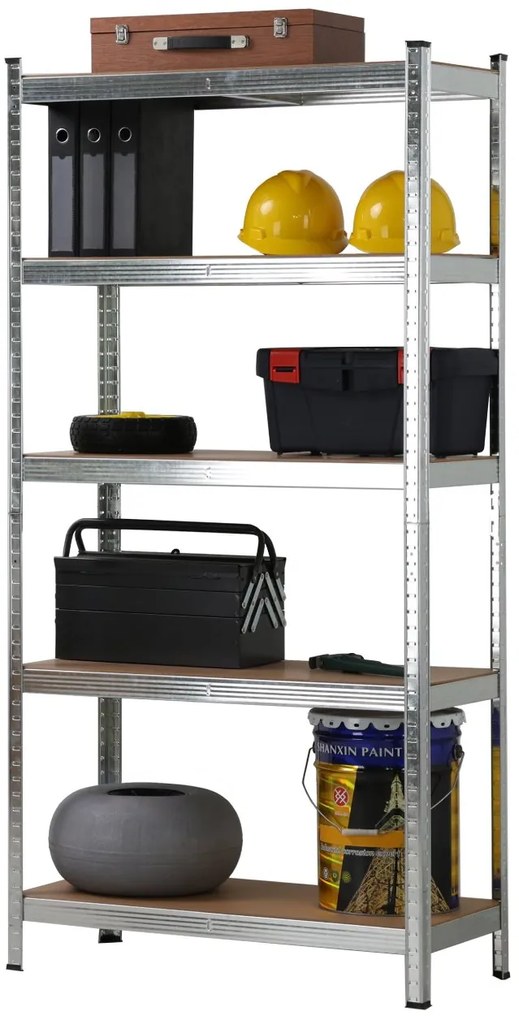 Kovový regál BestBerg BBMS-20 / 70 x 150 x 30 cm / 5 políc / strieborná/hnedá