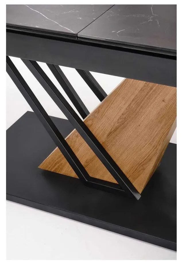 Jedálenský stôl Sterzo 140-180 x 90 cm, čierna / dub zlatý