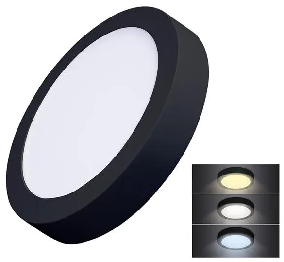 Solight WD172-B Stropný mini panel LED 18W, 1530lm, 3000K/4000K/6000K, okrúhly, IP20, čierna