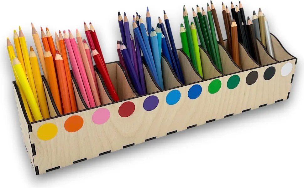 usporadejto.cz Pastelkovník XL VASKY, 44 x 8 x 10 cm, s označením farieb