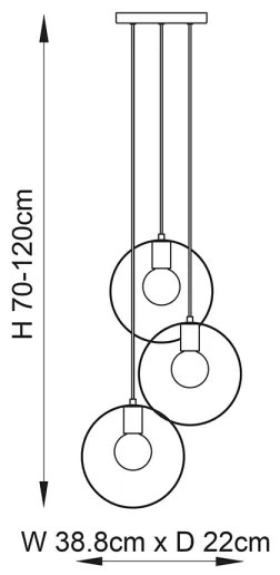 Endon 81922 - Závesné svietidlo HOOP na lanku 3xE27/40W/230V zlatá/medená/matný chróm