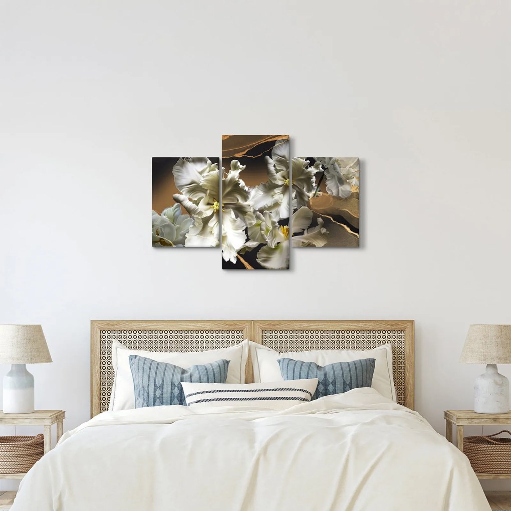 Obraz - Kvety orchideí na mramorovom pozadí (90x60 cm)