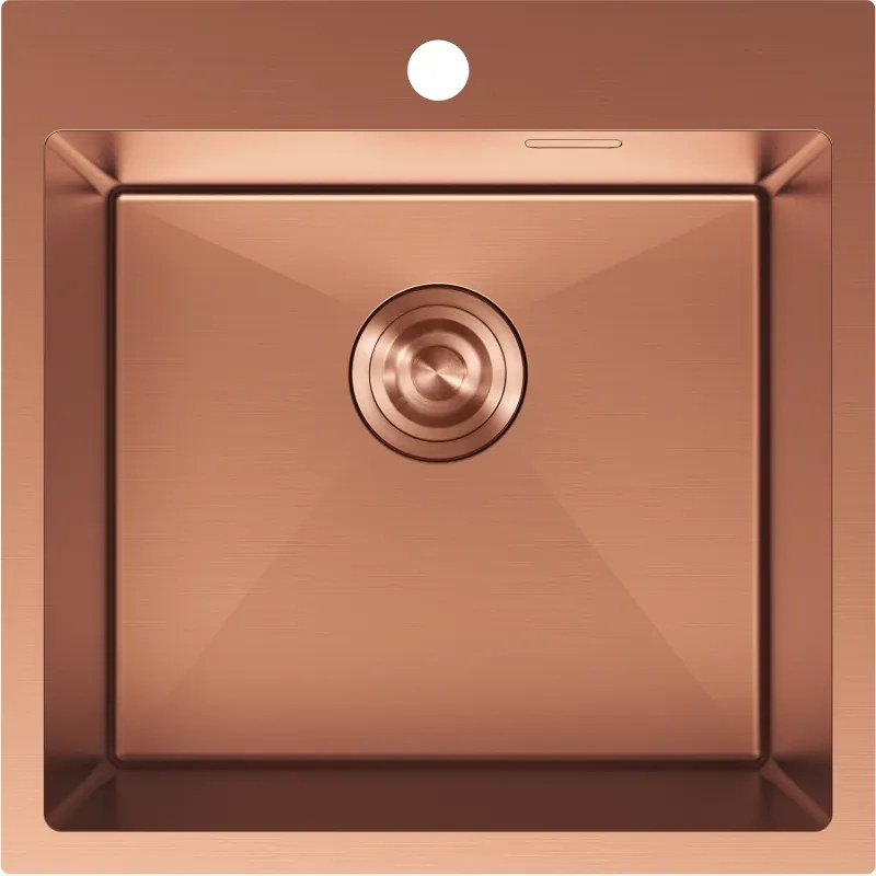 Mexen Solix, 1-komorový nerezový drez 500 x 500 mm, brúsená meď, 6407501000-65