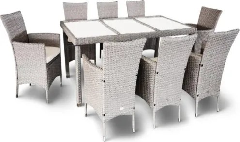 Záhradná ratanová zostava JANINA 17-dielna sedacia súprava sivá